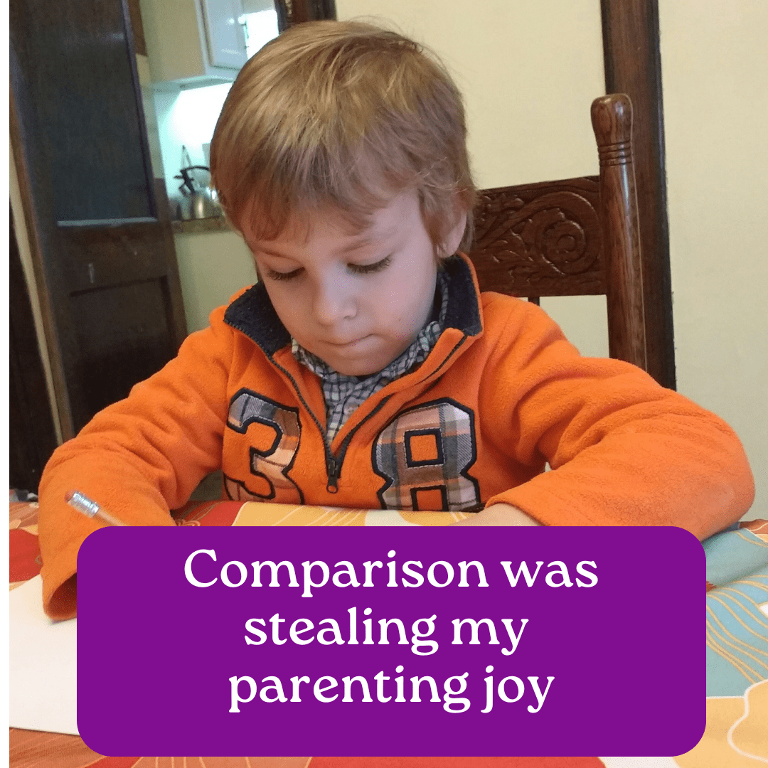 As my 4 year old avoiding writing his name, I compared him to other children. He showed me that he would reach this milestone when he was ready.